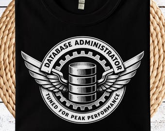 Database Administrator T-Shirt - Tuned for Peak Performance, DBA Motorcycle Style Logo, Funny Tech Gift for Data Engineer & Sysadmin Shirt