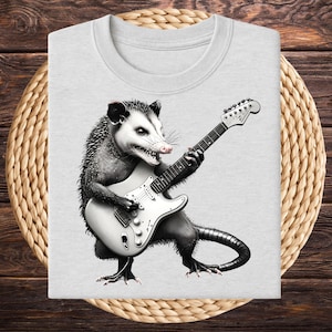 Rockin&#39; Possum Guitar Shirt - Funny Animal Music T-Shirt for Men Women, Cute Possum Tee, Vintage Style Opossum Lover Wildlife Humor Shirt