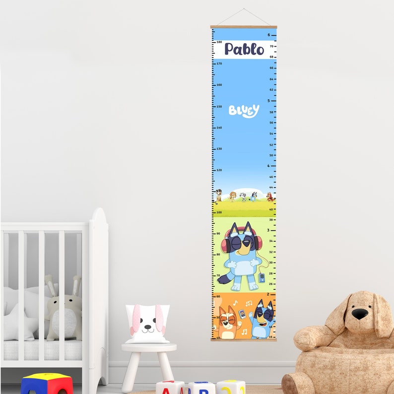 Name Height Chart Personalized Bluey Growth Chart for Kids Custom Decor ...