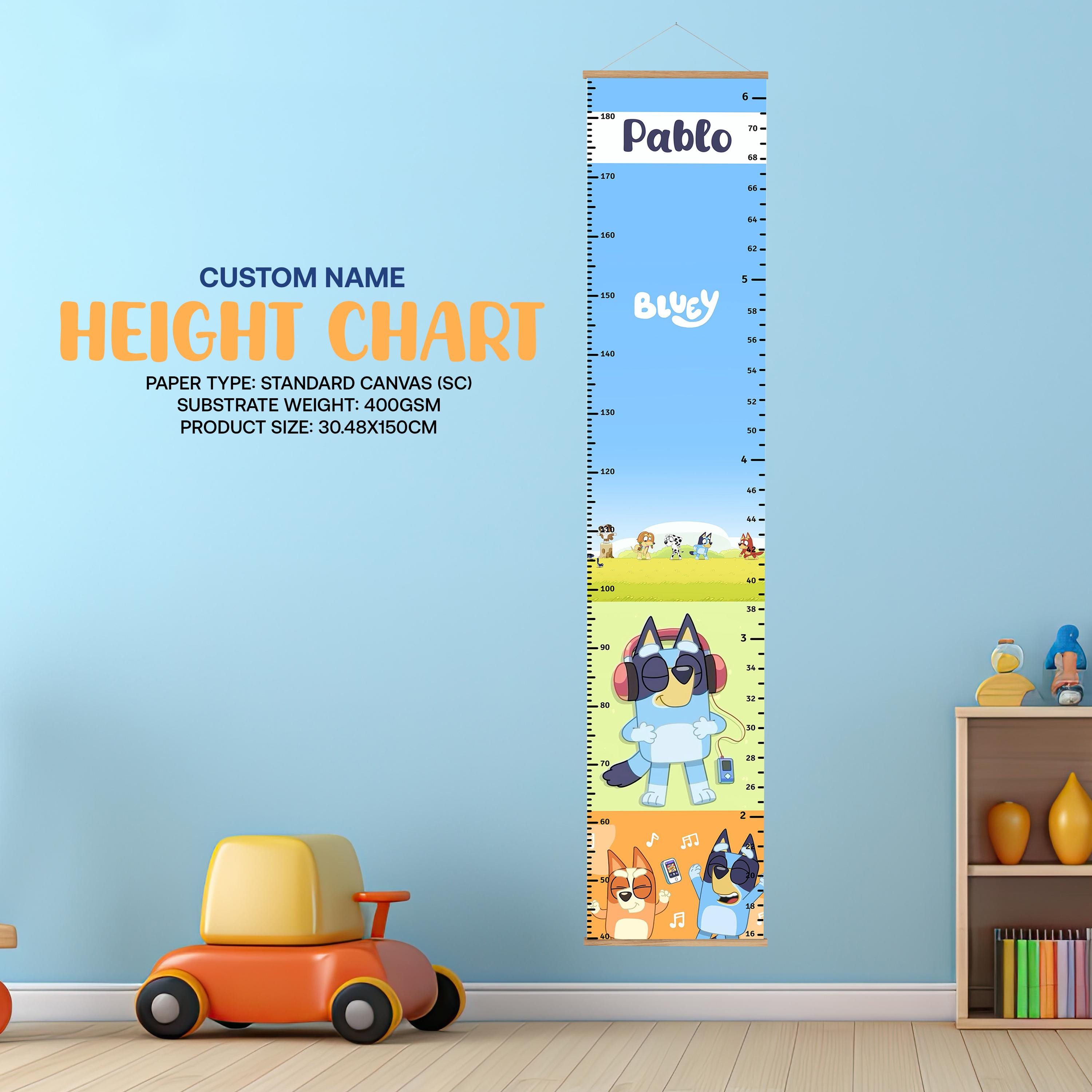 Name Height Chart | Personalized Bluey Growth Chart for Kids | Custom ...