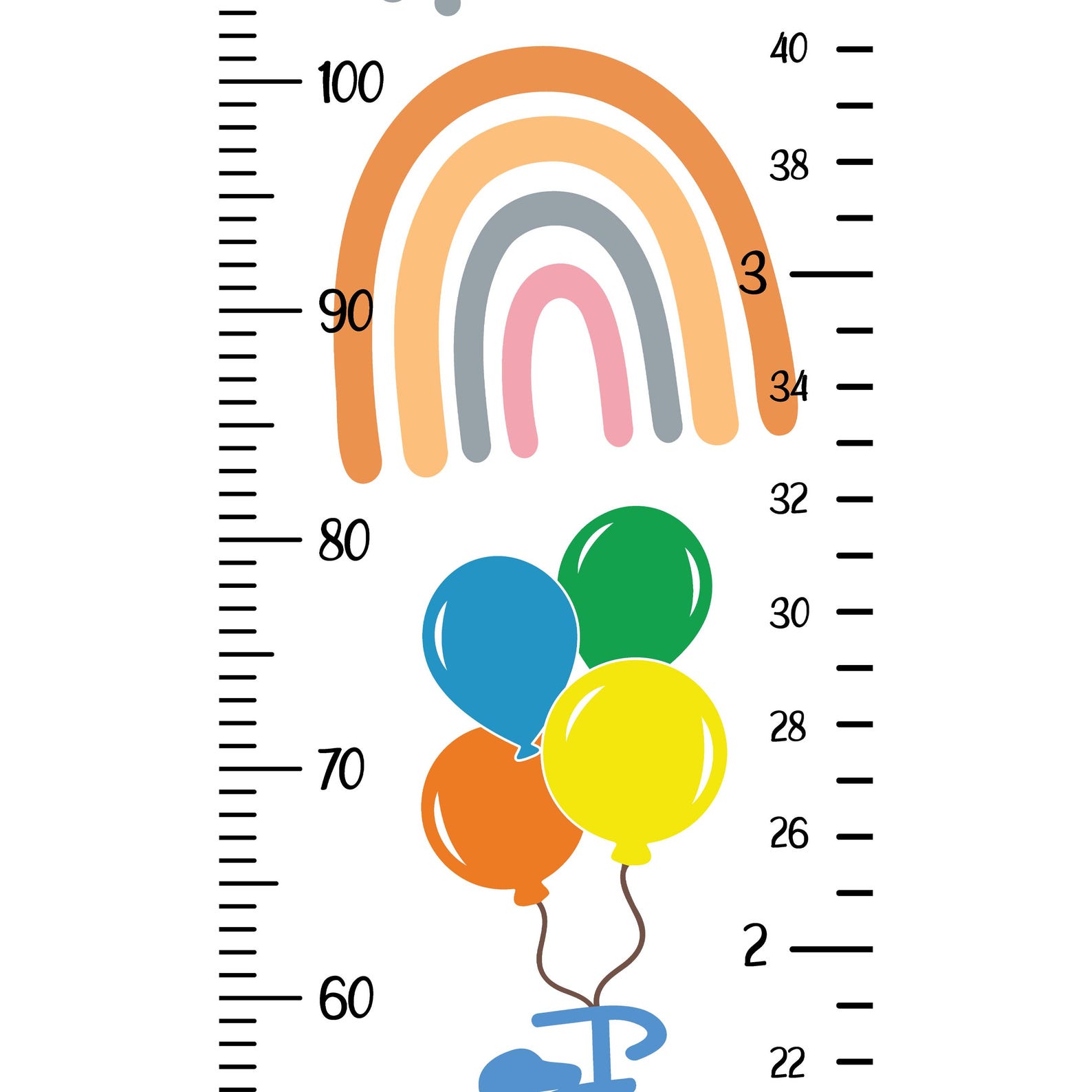 Custom Balloon Growth Chart | Personalized Name Height Chart for Kids ...