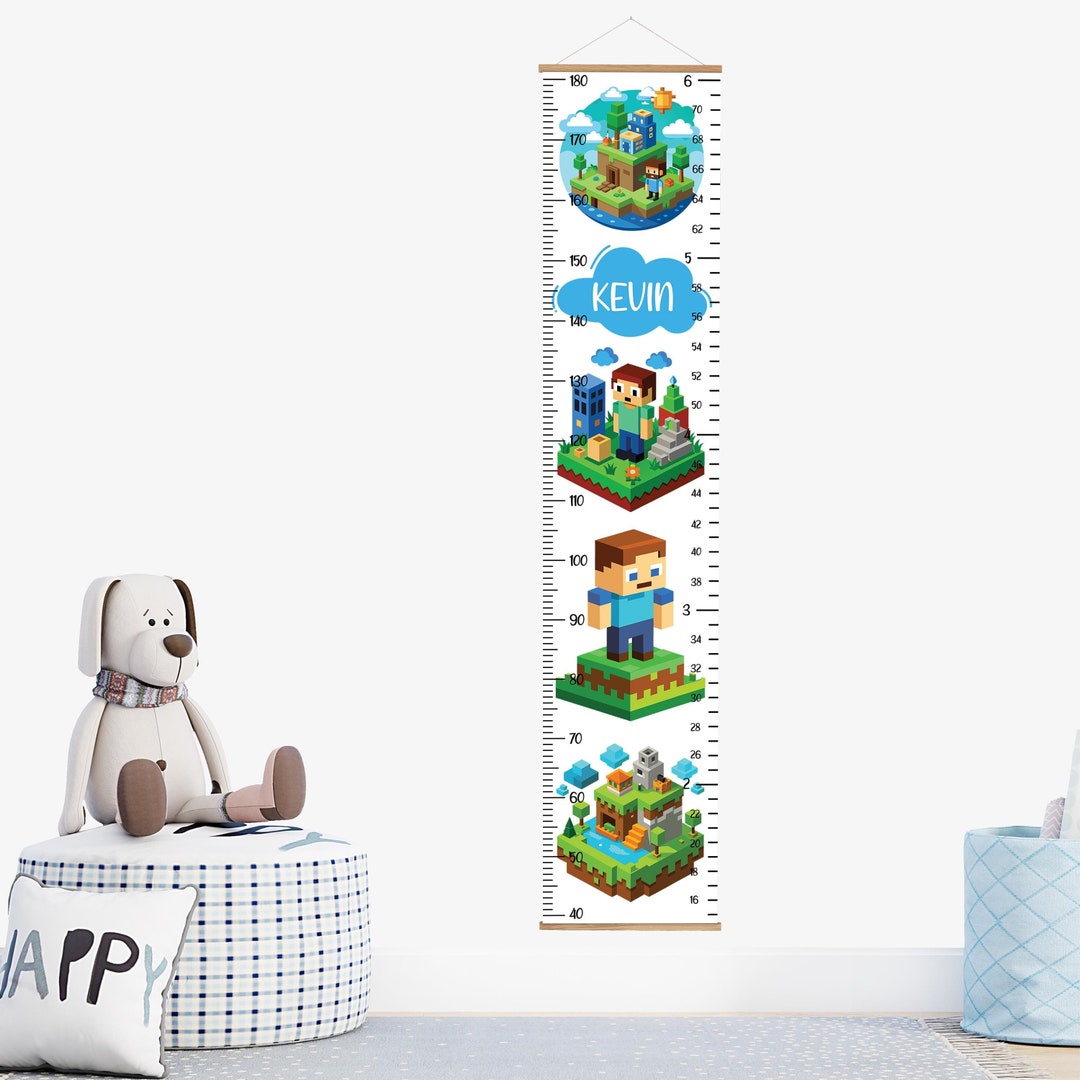 Minecraft Character Measurements Name Height Chart | Personalized Minecraft Growth Chart for Kids ...