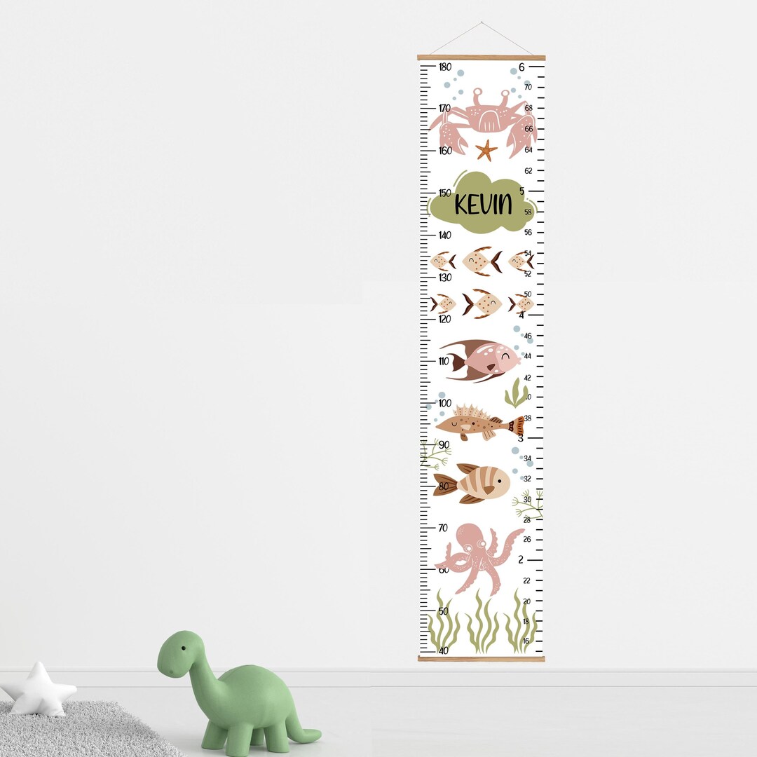 Height Level Names Name Height Chart Personalized Marine Growth Chart Custom Name Kids ...