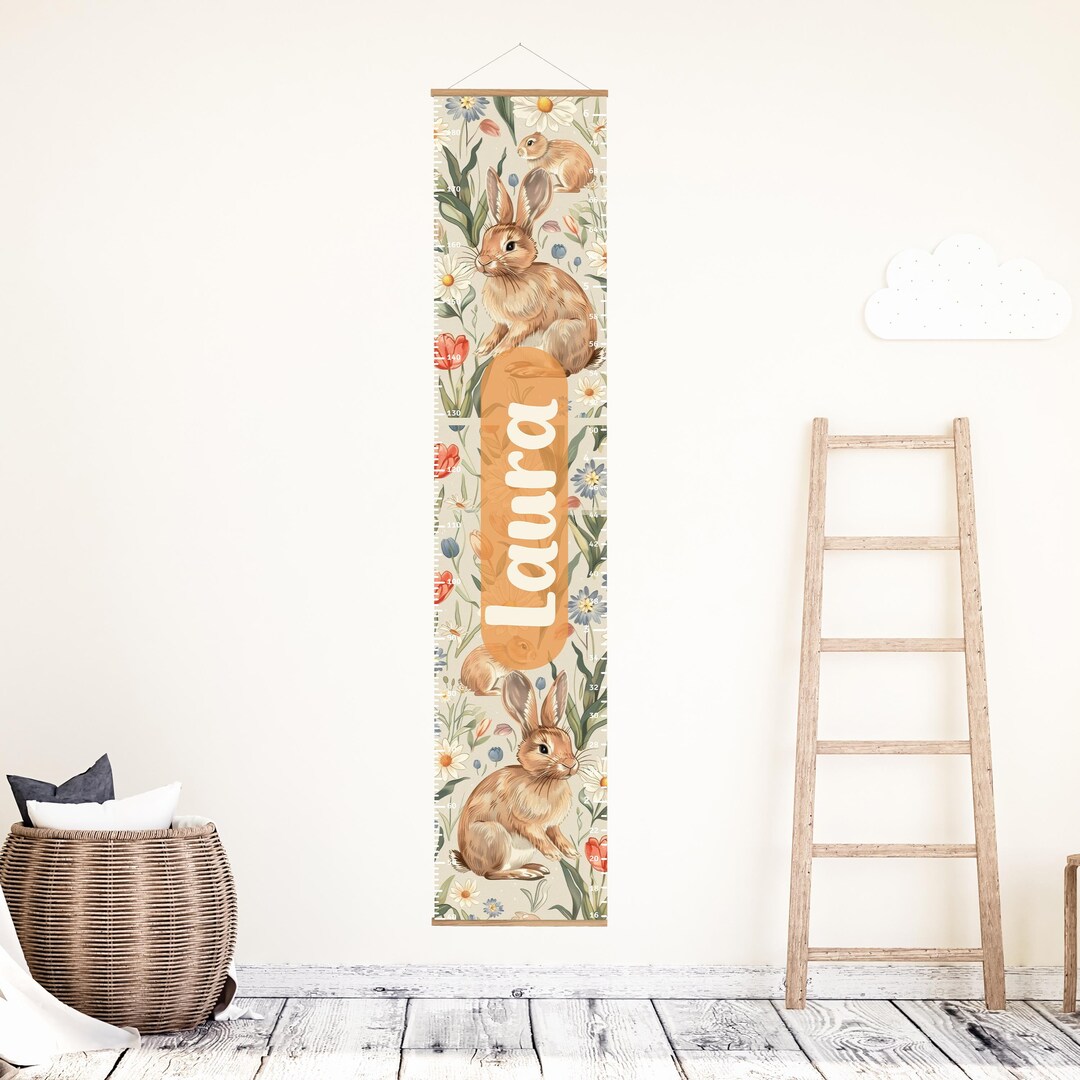 Personalized Rabbit Growth Chart Custom Name Height Chart for Kids