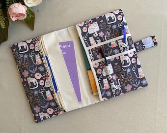 Handmade Book Sleeve With Cat Patterns / Multi-Compartment