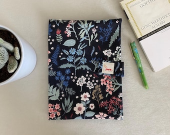 Floral Patterned, Handmade Book Sleeve With Multi-Pockets