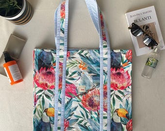 Exotic Patterned Tote Beach Bag With Pocket
