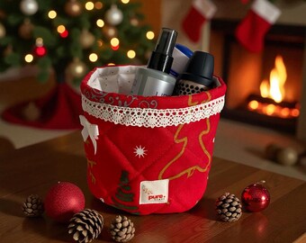 Christmas-Themed Cotton Storage Basket | Cylinder Organizer