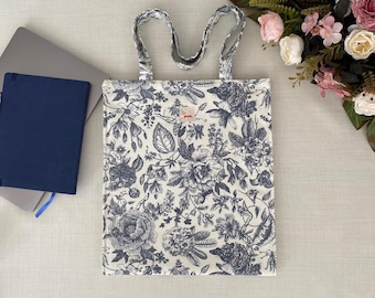 Handmade Multi-Compartment Shoulder Bag - Waterproof Fabric With Blue Patterns
