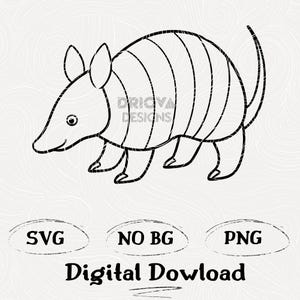 Niedliches Gürteltier SVG Linie Kunst, südwestlichen Tier Umriss, Kinderzimmer Dekor Cricut Datei, einzigartige Texas Clipart Png, Malseite