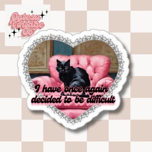 Vintage Cat Heart Die-Cut Stickers, Funny Cat Lover Gift, Sarcastic Quote Sticker, Retro Animal Decal, Snarky Laptop Decor, Unique Car