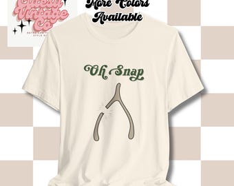 Vintage Wishbone-T-shirt, Oh Snap-T-shirt, retrostijl uniseks jersey, grappig grafisch shirt, gebroken wishbone-top