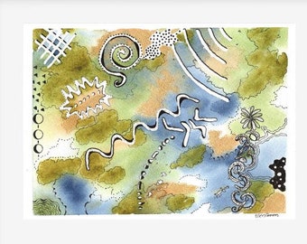 Colorful Unique Abstract Watercolor Art | Original Paintings & Prints | Vibrant, Colorful, Interesting| With or Without Mat