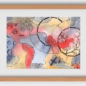Arte astratta unica e colorata dell'acquerello / Dipinti e stampe originali / Opere d'arte vibranti, colorate e affascinanti