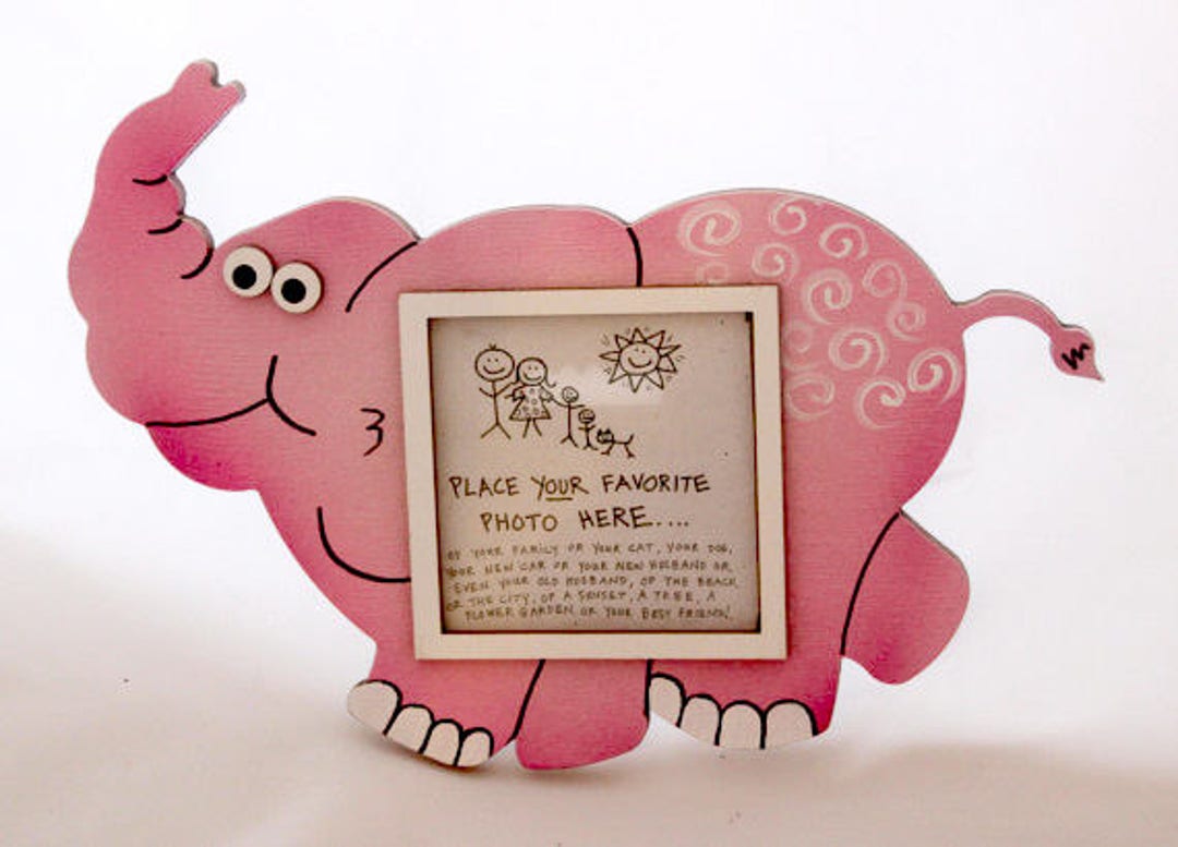 Elephant Picture Frame Hand Painted Wooden Frame Etsy