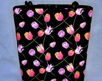 Tulips and Roses REVERSIBLE Carry-All Tote / Project Bag / Purse