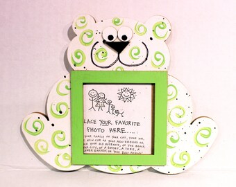 Bear Picture Frame - Hand Painted Wooden Frame