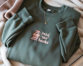 Embroidered Read More Books Sweatshirt, Book Nerd Shirt, Bookish shirt, Book Lover Shirt, Reading Shirt, Librarian Shirt, Librarian Gift
