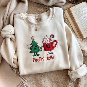 Embroidered Retro Christmas Sweatshirt, Feeling Jolly Christmas Shirt, Vintage Christmas Shirt, Retro Holiday Shirt, Funny Christmas Shirt