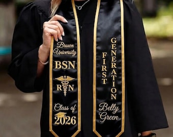Custom Embroidery Graduation Stole, First Generation Graduation Stole, Personalized Grad Sash,College Graduate Stole,Class Of 2026 Grad Sash