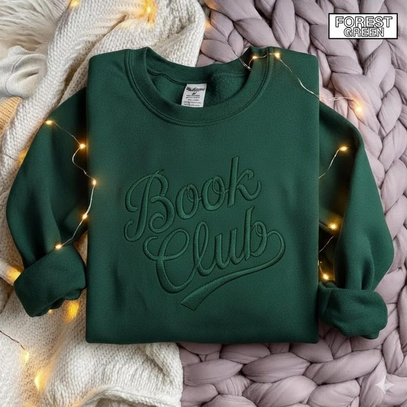 Customized Book Club Embroidered Sweatshirt, Bookworm Sweatshirt, Librarian Tee, Book Lover Shirt, Social Club Shirt, Teacher Sweatshirt image 3