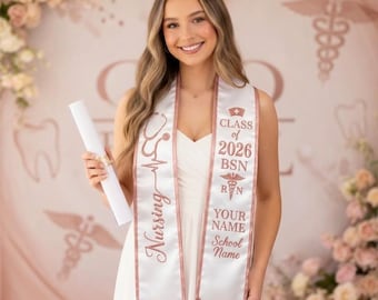 Customized Nursing Embroidery Stole, Nursing Graduation Stole, RN Stole Nursing Stole Graduation 2026, Nursing Stole Graduate 2026