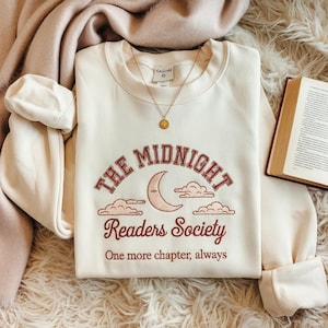 Late Night Readers Club Embroidered Sweatshirt, Book Lover Gift, Cozy Reading Crewneck, Bookworm Hoodie, Booktok Merch, Book Club Shirt