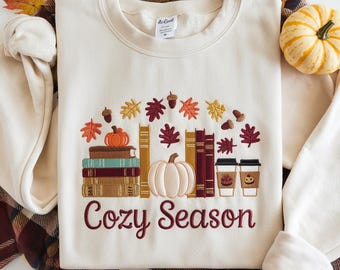 Moletom bordado Cozy Season, Moletom Cozy Season, Moletons de outono, Moletons para ela, Moletom de outono, Camisa aconchegante de outono