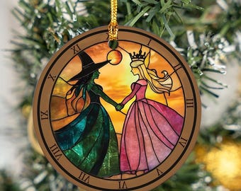 Adorno plano de acrílico 2D de las mejores amigas de Elphaba y Glinda, adorno de la película Wicked, adorno de pared musical de Broadway, recuerdo de la película Wicked