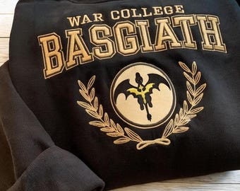 Basgiath War College Embroidered Sweatshirt, Fourth Wing Shirt, Dragon Rider, Bookish Sweater, Xaden Riorson, Gifts For Readers