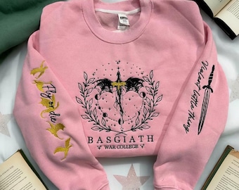 Fourth Wing Embroidered Sweatshirt,Custom Basgiath War College, Dragon Rider,Violet Sorrengail,Rebecca Yorros,Xaden Riorson,Fantasy Reader