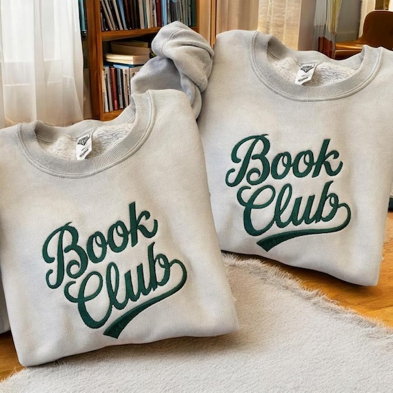 Customized Book Club Embroidered Sweatshirt, Bookworm Sweatshirt, Librarian Tee, Book Lover Shirt, Social Club Shirt, Teacher Sweatshirt