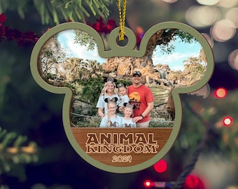 Anpassad fotoprydnad för Disney-familjeresa 2024, prydnad för Djurriket, Disney-fotoprydnad, julprydnad för familjeresa 2024
