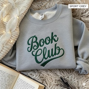 Customized Book Club Embroidered Sweatshirt, Bookworm Sweatshirt, Librarian Tee, Book Lover Shirt, Social Club Shirt, Teacher Sweatshirt image 4