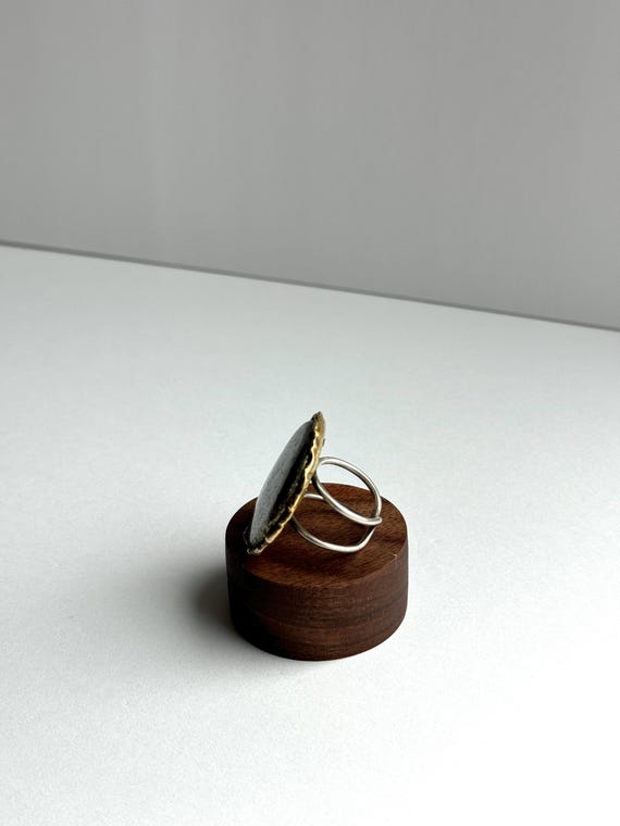 Round Brass & Silver Ring - image 2