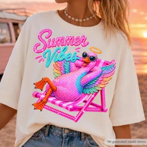 Goose PNG, Pink Pool PNG, Funny Vacation Goose Clipart, Rainbow Angel Wings Beach Chair Sublimation PNG, Colorful, Digital Downlo