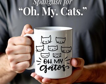 Spanglish Coffee Mug Cat Humor Cup Design Hispanic Culture Mexican Saying Kitty Lover Bilingual Gift Latina Idea Funny Feline Ceramic