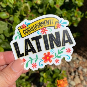 Orgullosamente Latina Sticker Gift for Proud Latina Water Bottle Sticker Mexican Floral Vinyl Sticker Gift Set Bundle of 3 Spanish Stickers