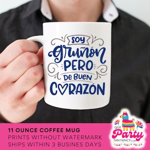 Regalo para Papá Soy Gruñón Pero de Buen Corazón Spanish Coffee Mug, gift for him 11 Fluid ounces