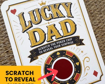 Personalized Scratch Card Fathers Day Gift for Dad Poker Casino Theme Birthday Surprise Gift Custom Scratcher Card Las Vegas Themed Event
