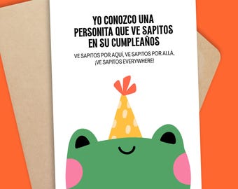 Funny Latino Birthday Card Sapo Verde Spanish Pun Greeting Card Mexican Humor Gift Feliz Cumple Double Meaning Dirty Jokes Queer Latino Card