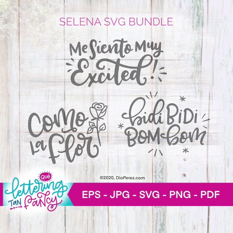 Selena SVG Bundle / Como La Flor / Bidi Bidi Bom Bom / Muy Excited / Latina Clipart / Cricut Cut File / Selena Quintanilla image 1