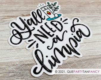 Funny Limpia Sticker Latina Spiritual Healer Gift Spanglish Quote Energy Cleanse Spiritual Stickers Bruja Spanish Decal Y'all Need a Limpia