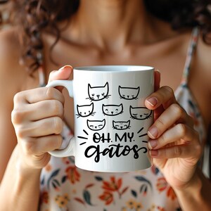 Spanglish Coffee Mug Cat Humor Cup Design Hispanic Culture Mexican Saying Kitty Lover Bilingual Gift Latina Idea Funny Feline Ceramic image 6