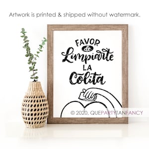 Decoracion de Baños Art for Latino Home Wall  Art Funny Print Black & White Timeless Home Decor Mexican Humor: Favor de Limpiarte la Colita