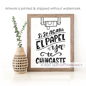 Funny Spanish Bathroom Art Print: Latinx Home Decor Mexican Humor