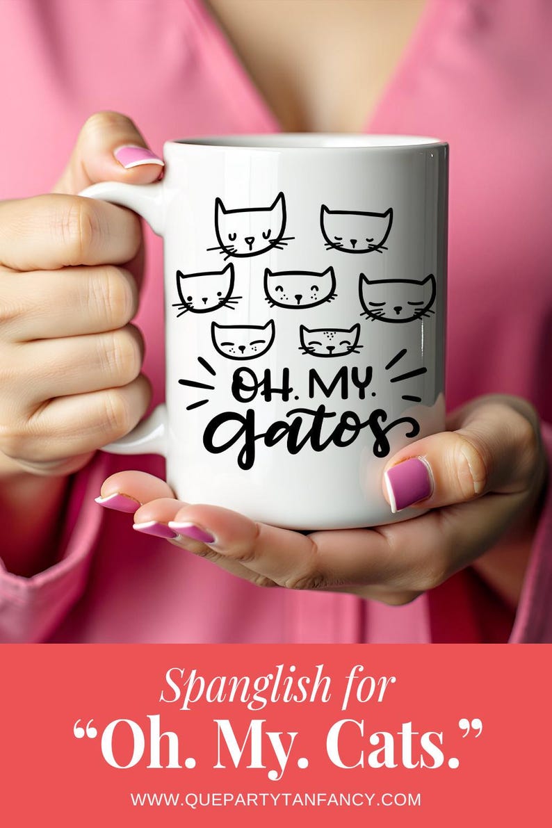 Funny Cat Mug Spanglish Design Hispanic Culture Reference Bilingual Coffee Cup Ceramic Material Quality Unique Gift Idea Cat Lover Present Morning Beverage Essential Kitty Humor Collection Special Latina Gift Perfect Veterinarian Present