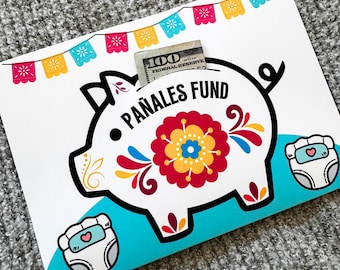 Baby Shower Money Holder Card Diaper Fund Cash Gift Holder Funny Spanglish Baby Shower Card Pañales Fund Piggy Bank Money Card Handmade Gift