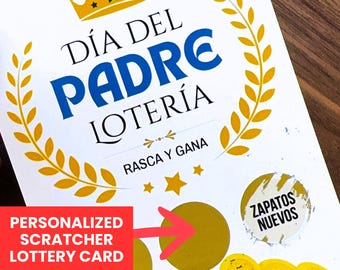 Dia del Padre Lottery Card Personalized Scratch Off Card for Dad Funny Spanish Father's Day Gift Loteria Card Custom Prize Reveal Scratcher
