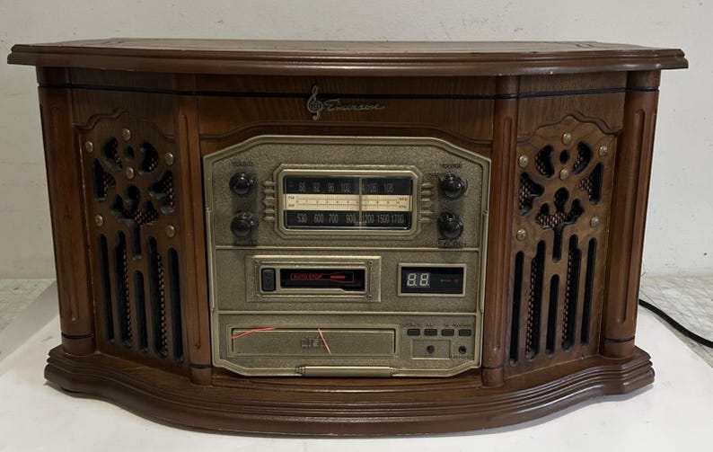 Emerson NR30STT 4-in-1 CD Cassette Phono am/fm Stereo Wood Tested image 1